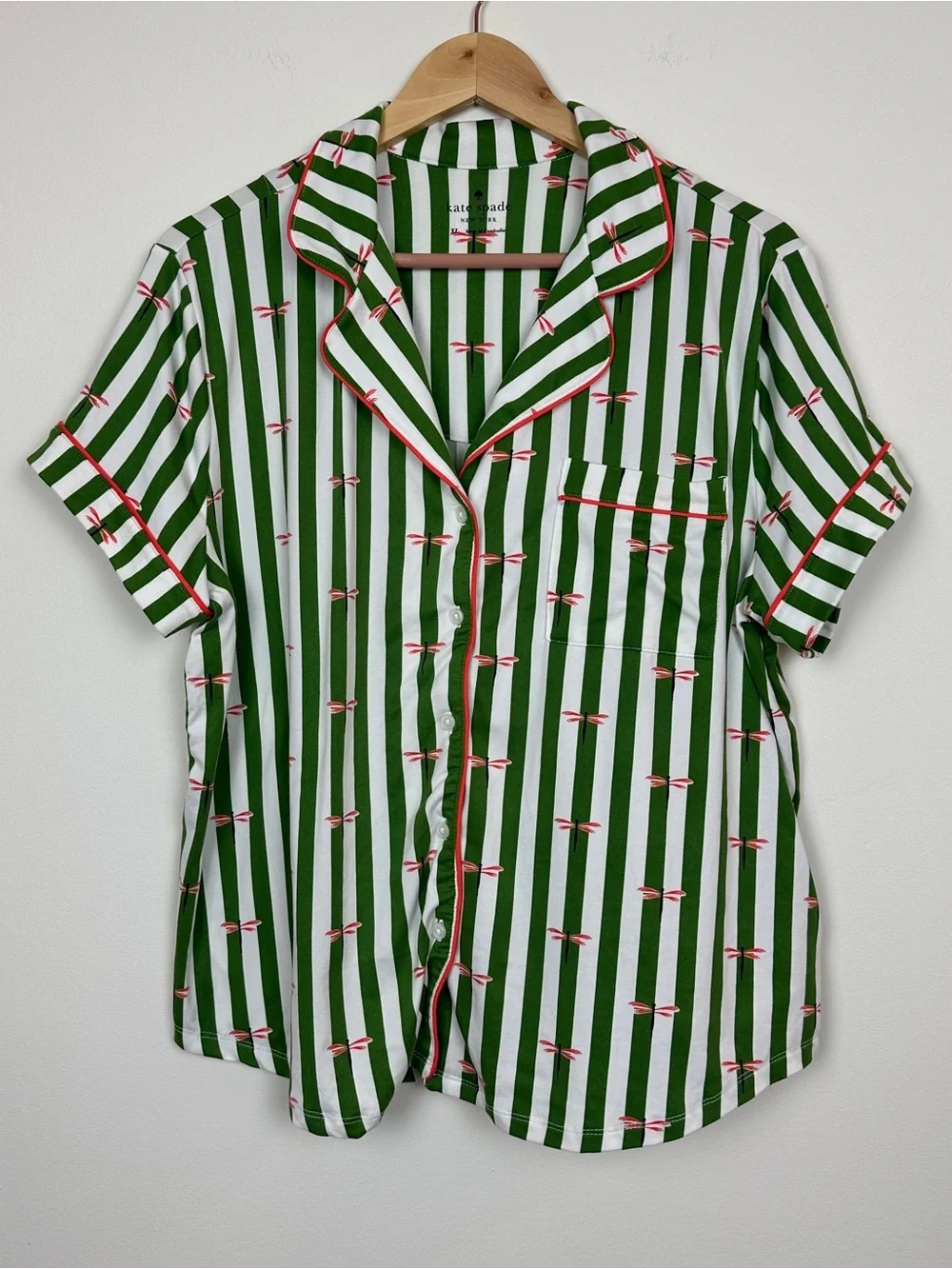 kate spade Green and White Striped Pajama Set Sz XL